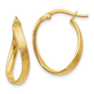 Finest Gold 14K Yellow Gold Diamond-Cut Polished Double Hoops