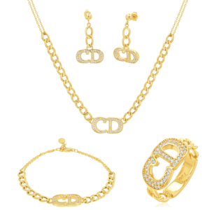 18K Real Gold Elegant Jewelry Set