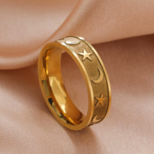 Gold Anxiety Relief Star & Moon Hollow Out Ring