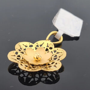 22K Solid Gold Floral Pendant