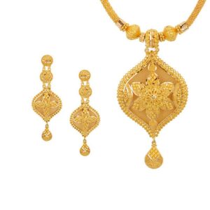 22K Gold Necklace Earrings Gold Set